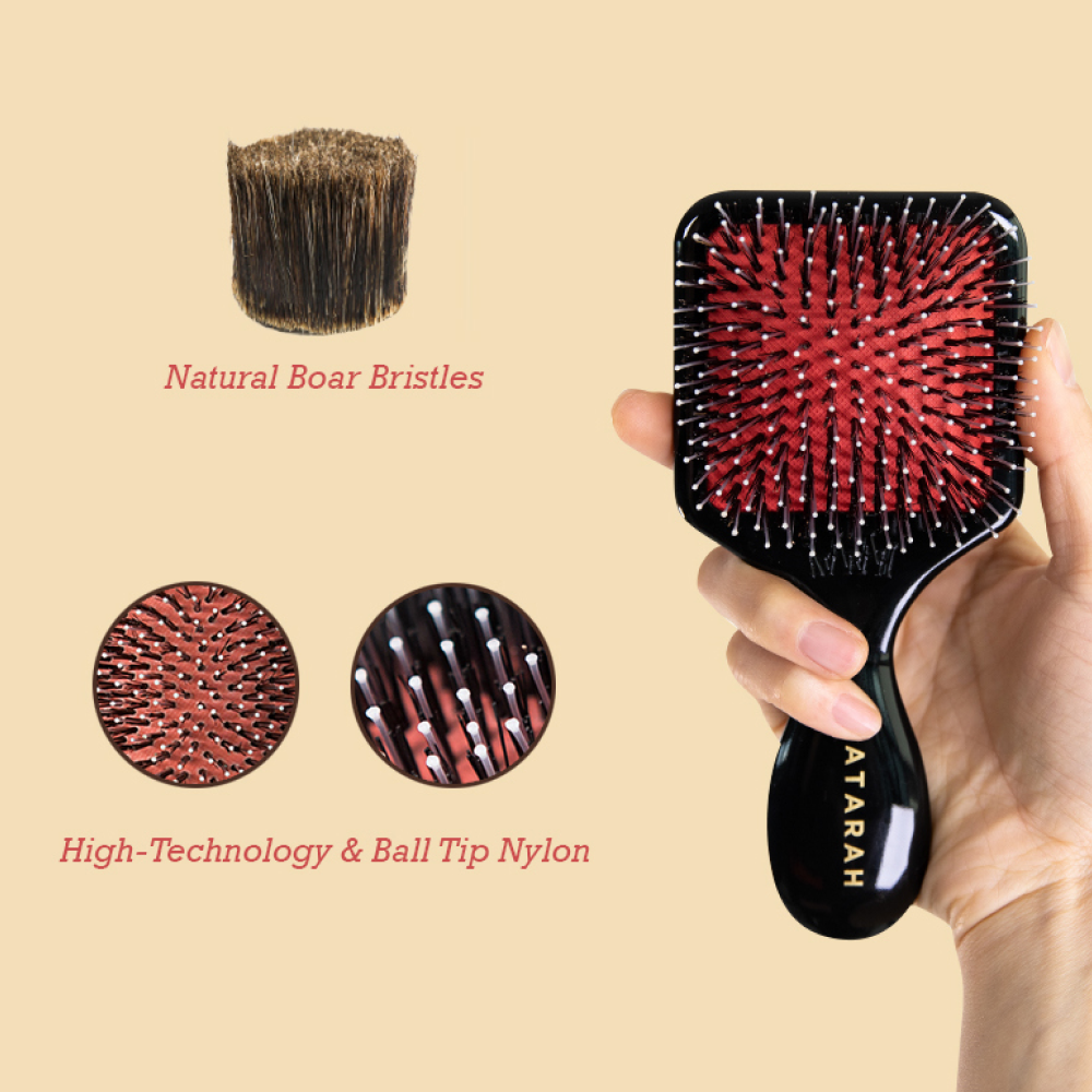 [ATARAH] Boar Bristle Cushion Square Hair Brush