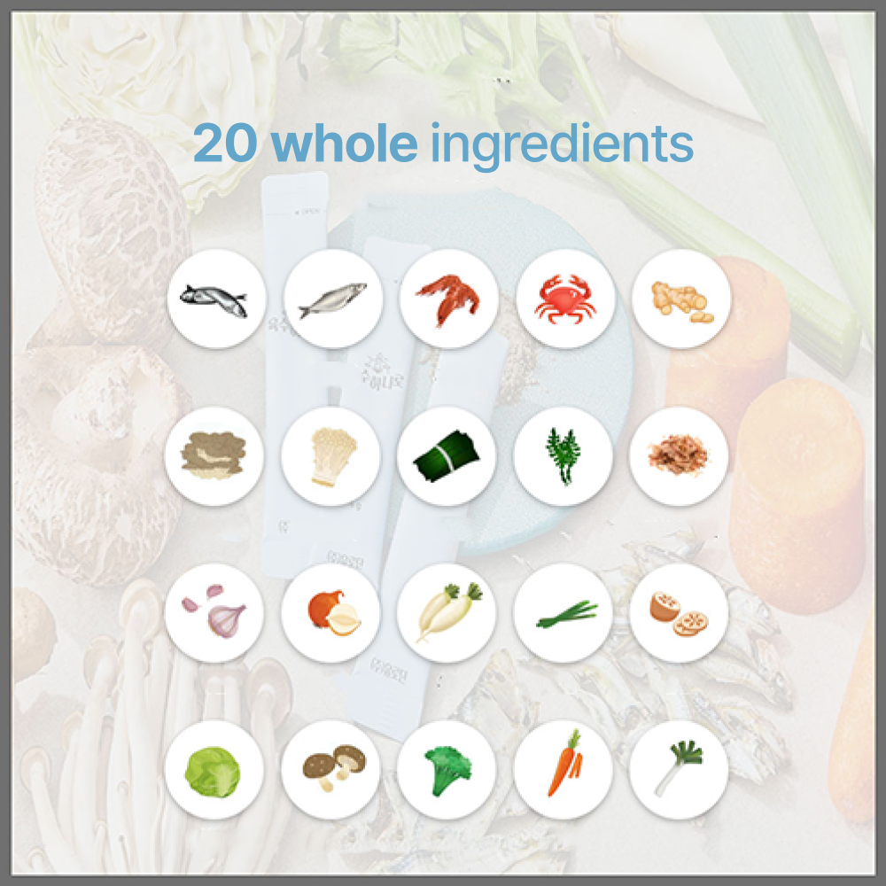 20 Natural Ingredients Korean Soup Stock Powder – MSG-Free Healthy Broth Mix