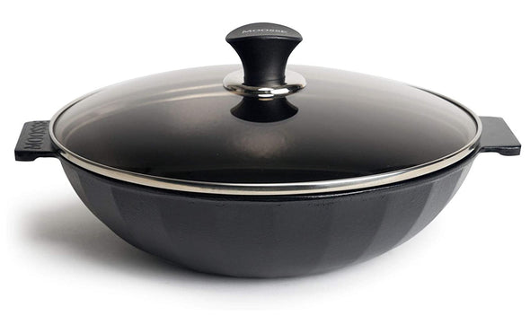 Premium Enameled Cast Iron Mini Wok Pan with Lid