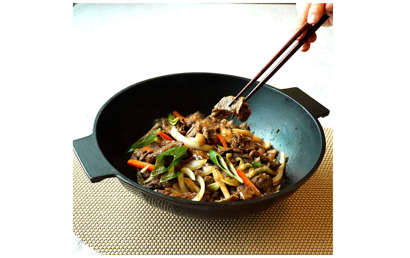 Premium Enameled Cast Iron Mini Wok Pan with Lid – olcony