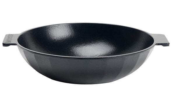 Premium Enameled Cast Iron Mini Wok Pan with Lid